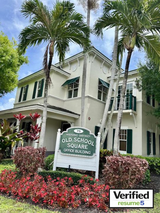 Old School Square Office Building in Delray Beach, Florida verified by Resume5
