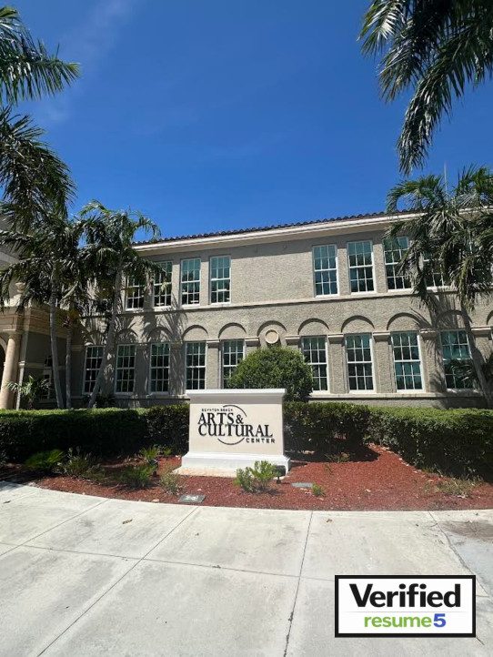 Boynton Beach Arts and Cultural Center in Boynton Beach, Florida verified by Resume5